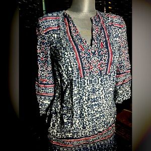 Tommy Bahama blouse red white & blue textile print